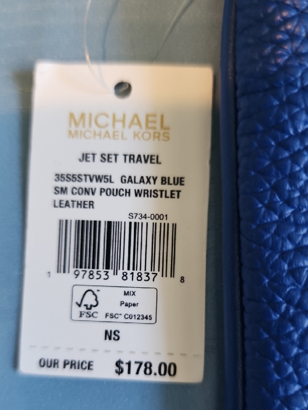 Michael Kors Cobalt Blue Pebbled Leather Wristlet with Strap New 9×6 - Picture 2 of 9